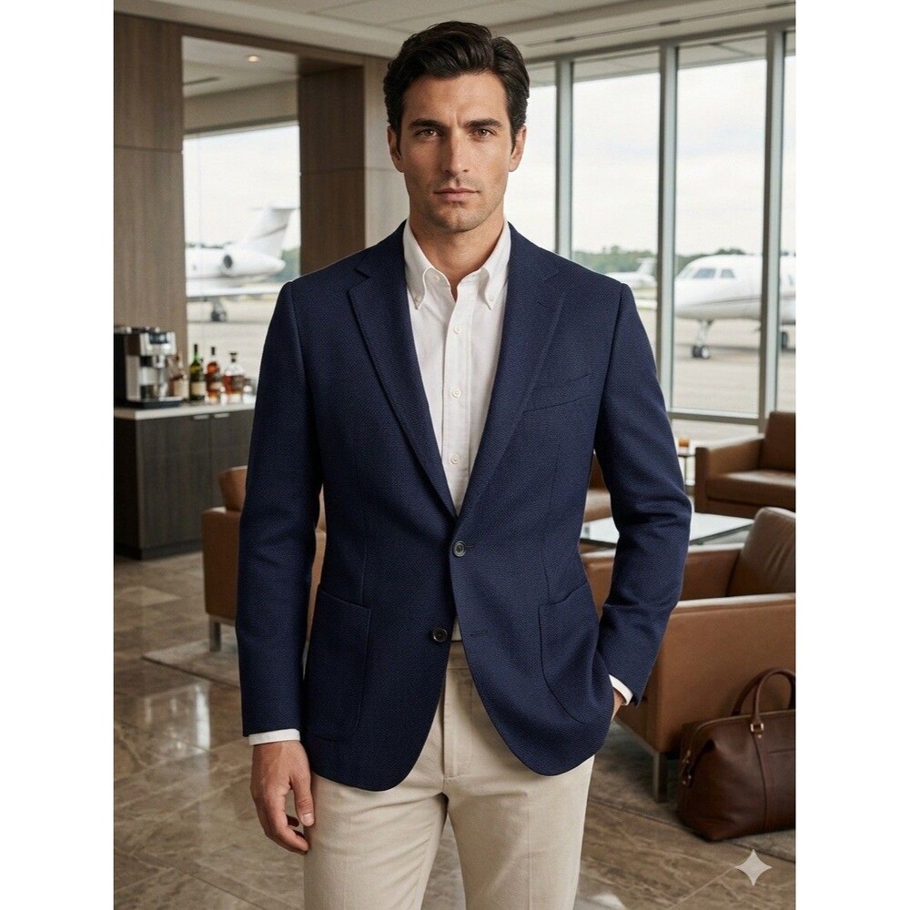 NEW Bonobos Jetsetter Sz 36R Italian Marzotto Wool Blazer Navy Blue Athletic Fit